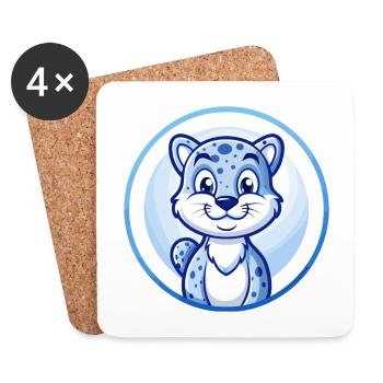 Gepard Blau Kawaii Cartoon Figur Clipart Haustier - Untersetzer (4er-Set) - Weiß - Vorne