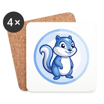 Chipmunk Blue Kawaii Cartoon Character Clipart Pet - Coasters (set of 4) - white - Front