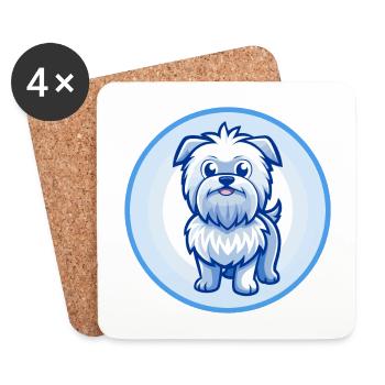 Affenpinscher chien bleu kawaii personnage de dessin animé - Dessous de verre (lot de 4) - blanc - Devant