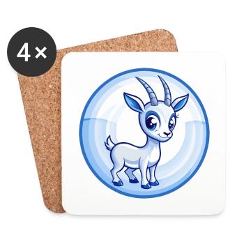 Antilope Blau Kawaii Cartoon Charakter Clipart Haustier - Untersetzer (4er-Set) - Weiß - Vorne