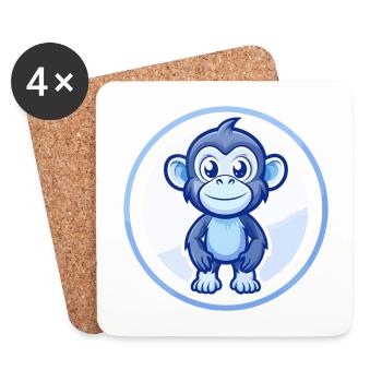 Bonobo Blue Kawaii Cartoon Character Clipart Pet - Coasters (set of 4) - white - Front
