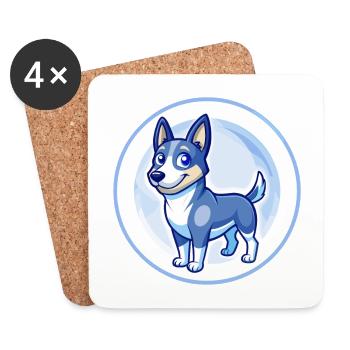 Australischer Kelpie Hund Blau Niedliches Kawaii Cartoon Haustier - Untersetzer (4er-Set) - Weiß - Vorne