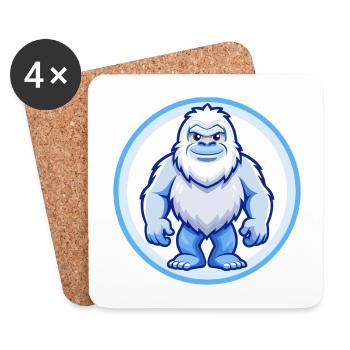 BigFoot Bleu Kawaii Dessin Animé Personnage Clipart Animal de compagnie - Dessous de verre (lot de 4) - blanc - Devant