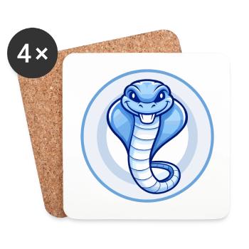 Cobra Blue Kawaii Cartoon Character Clipart Pet - Coasters (set of 4) - white - Front