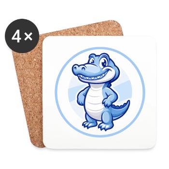 Crocodile Bleu Kawaii Dessin Animé Personnage Clipart - Dessous de verre (lot de 4) - blanc - Devant