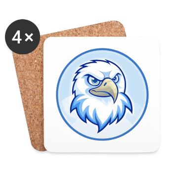 Hawk Blue Kawaii Dessin animé Personnage Clipart Animal de compagnie - Dessous de verre (lot de 4) - blanc - Devant