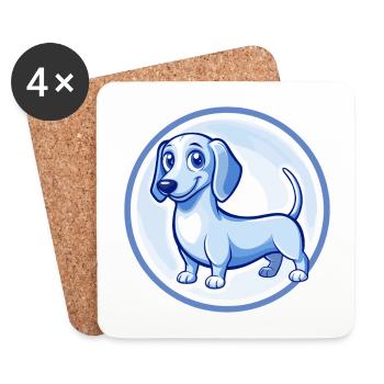 Dachshund Dog Blue Cute Kawaii Cartoon Clipart Pet - Coasters (set of 4) - white - Front