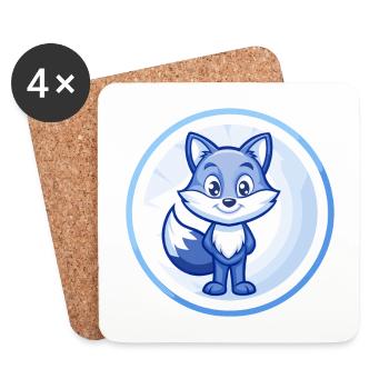 Fuchs Blau Niedliche Kawaii Cartoon Figur Clipart Haustier - Untersetzer (4er-Set) - Weiß - Vorne
