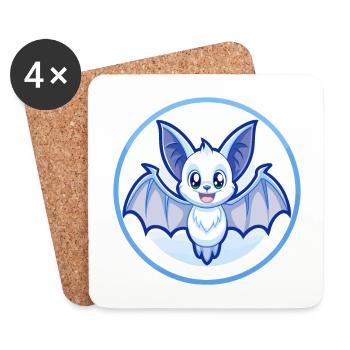Bat Blue Cute Kawaii Cartoon Character Clipart Pet - Coasters (set of 4) - white - Front