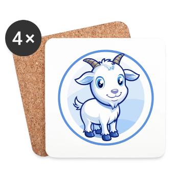 Goat Blue Kawaii Cartoon Character Clipart Pet - Coasters (set of 4) - white - Front