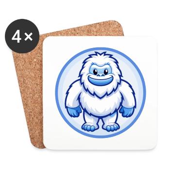 Yeti Blau Kawaii Cartoon Figur Clipart Haustier - Untersetzer (4er-Set) - Weiß - Vorne