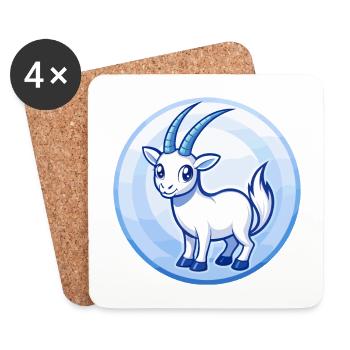 Oryx bleu kawaii dessin animé personnage clipart animal de compagnie - Dessous de verre (lot de 4) - blanc - Devant