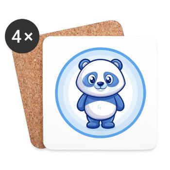 Panda Blau Kawaii Cartoon Figur Clipart Haustier - Untersetzer (4er-Set) - Weiß - Vorne