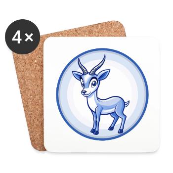 Impala Blau Kawaii Cartoon Figur Clipart Haustier - Untersetzer (4er-Set) - Weiß - Vorne