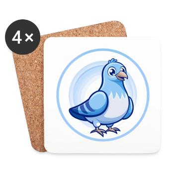 Taube Blau Kawaii Cartoon Charakter Clipart Haustier - Untersetzer (4er-Set) - Weiß - Vorne