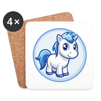 Pony Blue Kawaii Cartoon Character Clipart Pet - Coasters (set of 4) - white - Front