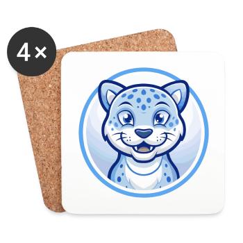 Jaguar Blau Kawaii Cartoon Figur Clipart Haustier - Untersetzer (4er-Set) - Weiß - Vorne