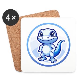 Lizard Blue Kawaii Cartoon Character Clipart Pet - Coasters (set of 4) - white - Front