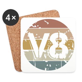 Retro V8 musclecar vintage Auto Symbol Logo - Untersetzer (4er-Set) - Weiß - Vorne