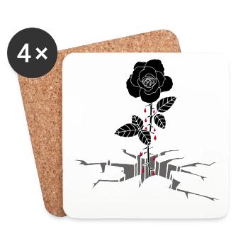 Blutrünstige schwarze Rose - Untersetzer (4er-Set) - Weiß - Vorne