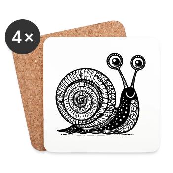 Snail’s Pace : un art zen lent et régulier - Dessous de verre (lot de 4) - blanc - Devant