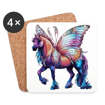Butterfly Horse - Coasters (set of 4) - white - Front