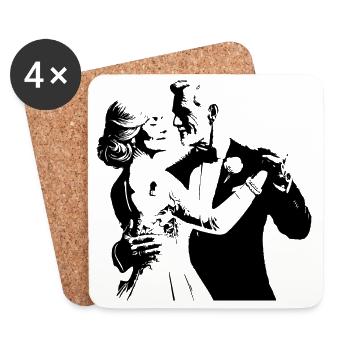 Couple de mariés - Dessous de verre (lot de 4) - blanc - Devant