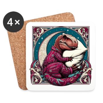 T-Rex Sleeping Hobby Cadeau - Dessous de verre (lot de 4) - blanc - Devant
