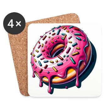 A donut with colorful sprinkles and pink icing - Coasters (set of 4) - white - Front