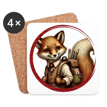 Starting school in style: Fuchs for school beginners - Coasters (set of 4) - white - Front