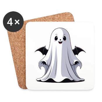 Halloween Gespenst - Untersetzer (4er-Set) - Weiß - Vorne