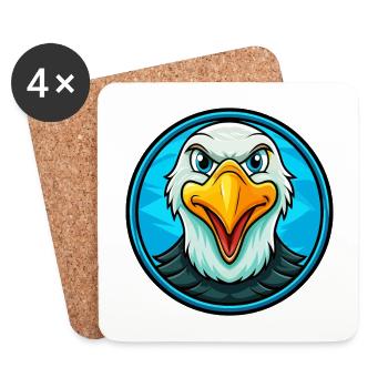 Albatross Colorful Kawaii Cartoon Character Animal - Coasters (set of 4) - white - Front