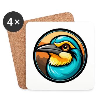 Bee Eater Colorful Kawaii Cartoon Character Animal - Coasters (set of 4) - white - Front