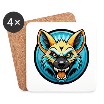 Aardwolf coloré Kawaii Dessin animé Personnage Clipart - Dessous de verre (lot de 4) - blanc - Devant