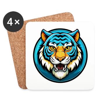 Tiger Colorful Kawaii Cartoon Character Clipart - Coasters (set of 4) - white - Front
