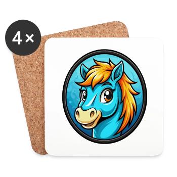 Pony Colorful Kawaii Cartoon Character Clipart Pet - Coasters (set of 4) - white - Front