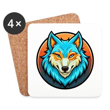 Arctic Wolf Colorful Kawaii Cartoon Character Pet - Coasters (set of 4) - white - Front