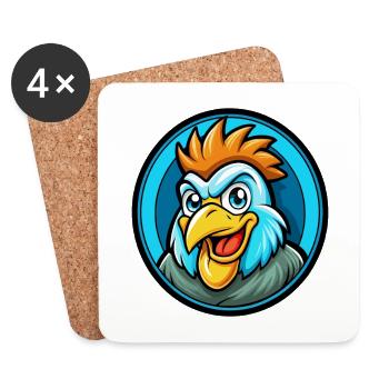 Chicken Colorful Kawaii Cartoon Character Clipart - Coasters (set of 4) - white - Front