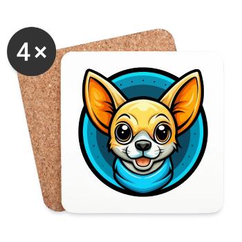 Chihuahua Dog Colorful Kawaii Cartoon Character - Coasters (set of 4) - white - Front