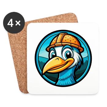 Crane Colorful Kawaii Cartoon Character Clipart - Coasters (set of 4) - white - Front