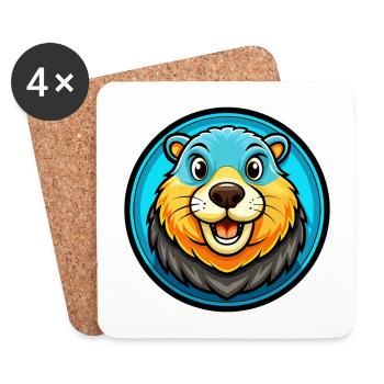 Groundhog Colorful Kawaii Cartoon Character Animal - Coasters (set of 4) - white - Front