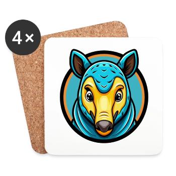 Tapir Colorful Kawaii Cartoon Character Clipart - Coasters (set of 4) - white - Front
