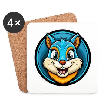 Squirrel Colorful Kawaii Cartoon Character Clipart - Coasters (set of 4) - white - Front