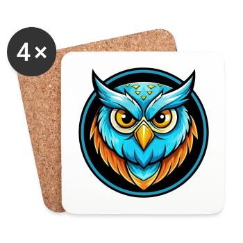 Owl Colorful Kawaii Cartoon Character Clipart Pet - Coasters (set of 4) - white - Front