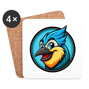 Jay Bird Bunte Kawaii Cartoon Figur Clipart - Untersetzer (4er-Set) - Weiß - Vorne