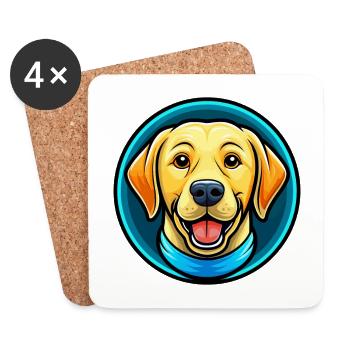 Labrador Retriever Chien Coloré Kawaii Dessin Animé Animal de compagnie - Dessous de verre (lot de 4) - blanc - Devant