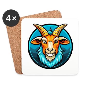 Goat Colorful Kawaii Cartoon Character Clipart Pet - Coasters (set of 4) - white - Front