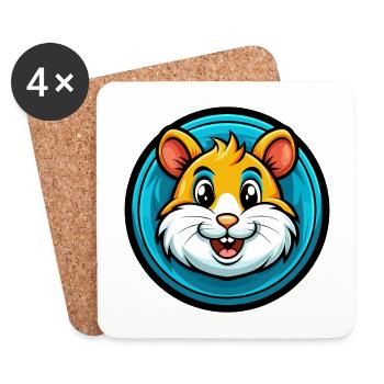 Hamster coloré Kawaii dessin animé Personnage Clipart - Dessous de verre (lot de 4) - blanc - Devant