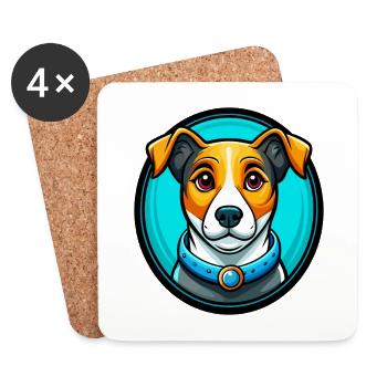 Jack Russell Terrier Hund Bunte Kawaii Karikatur - Untersetzer (4er-Set) - Weiß - Vorne