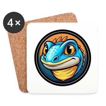 Lizard Colorful Kawaii Cartoon Character Clipart - Coasters (set of 4) - white - Front